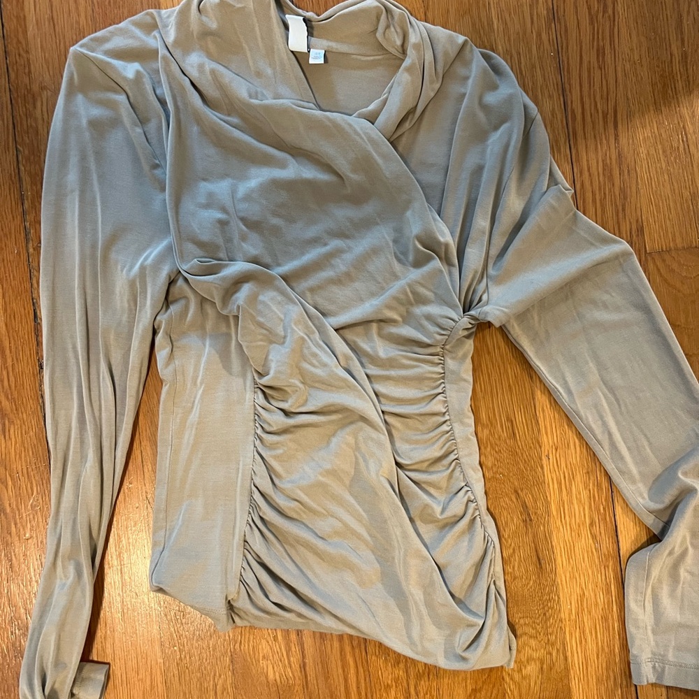 & Other Stories Gray Draped Blouse